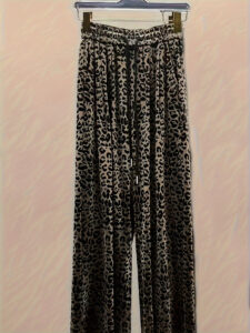 retro leopard print floss velvet casual pants for women, slim wide leg pants, niche design, straight loose trousers, spring and summer floor pants wide leg pants
